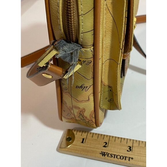 France Frank Farmer 1878 Tan Map Print Crossbody Purse with Adjustable Strap - Picture 9 of 11